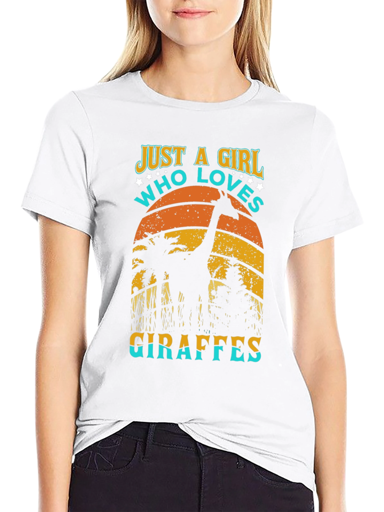 Black Just A Girl Who Loves Giraffes T-Shirt view 9