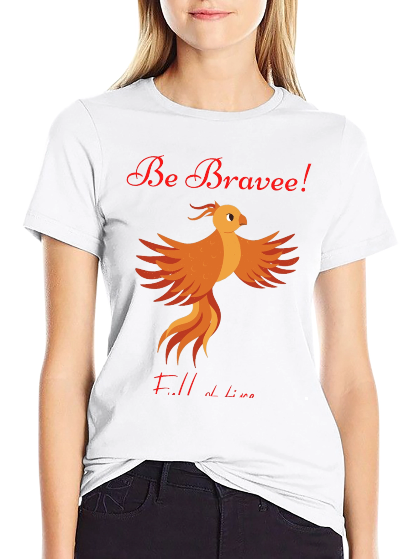 Black Be Brave Phoenix Graphic Tee - Motivational T-Shirt view 9