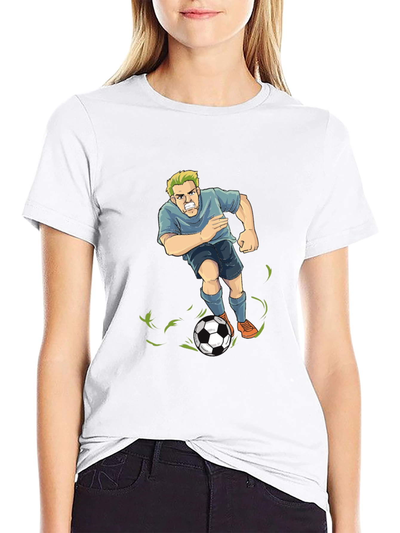 Black Soccer Player Graphic T-Shirt - Black view 9