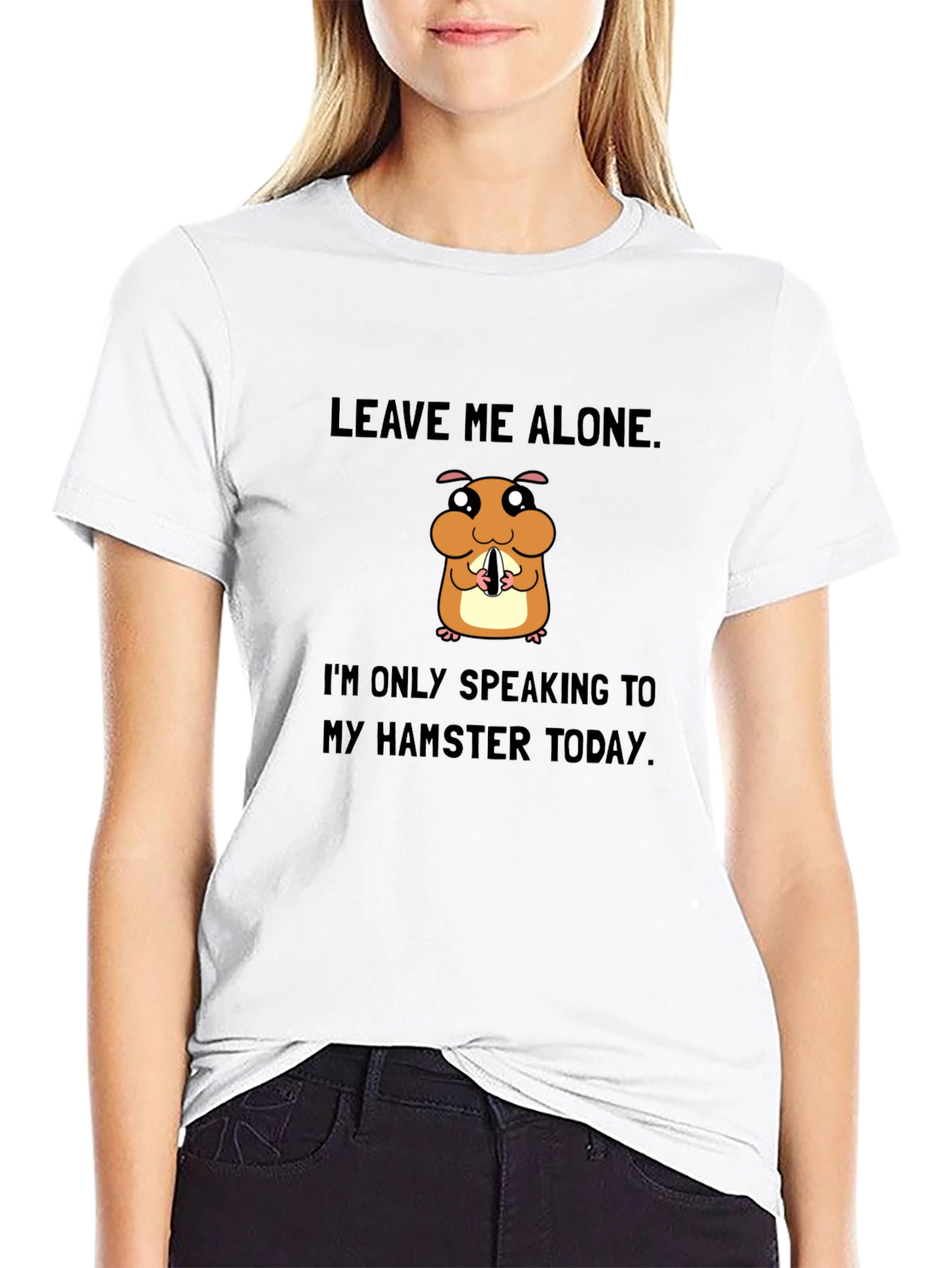 Black Hamster Lover T-Shirt - Leave Me Alone Graphic Tee view 9