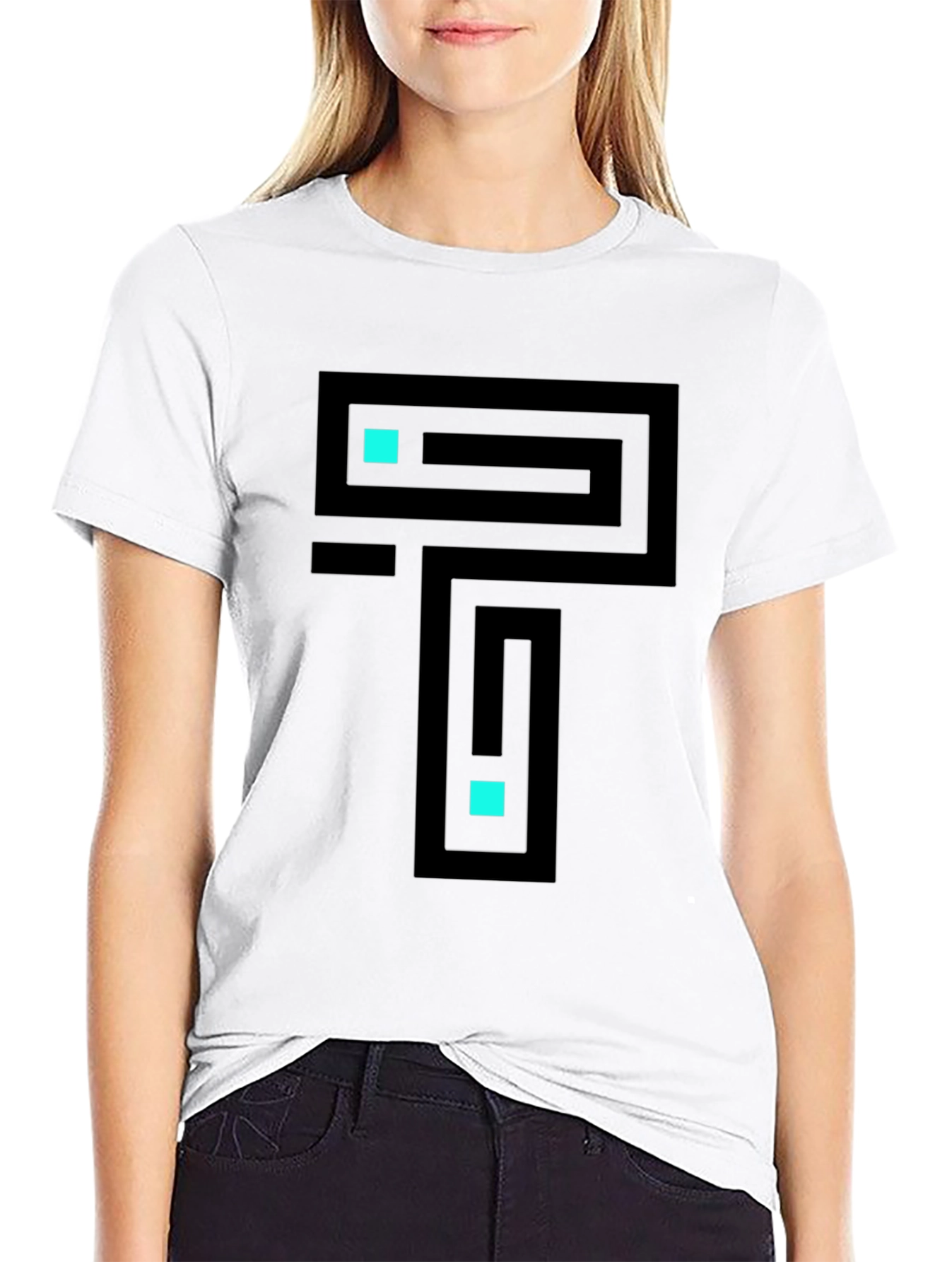 Black Abstract Maze T-Shirt - Casual Cool Graphic Tee view 9