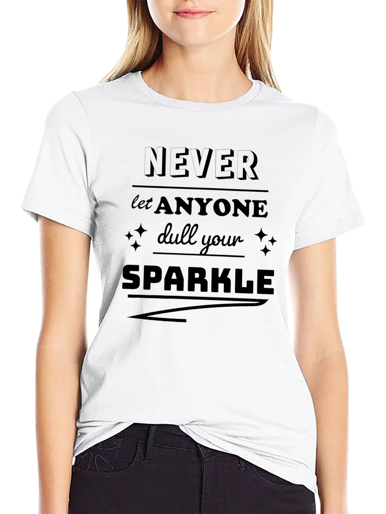 Black Never Dull Your Sparkle Black Graphic Tee view 9