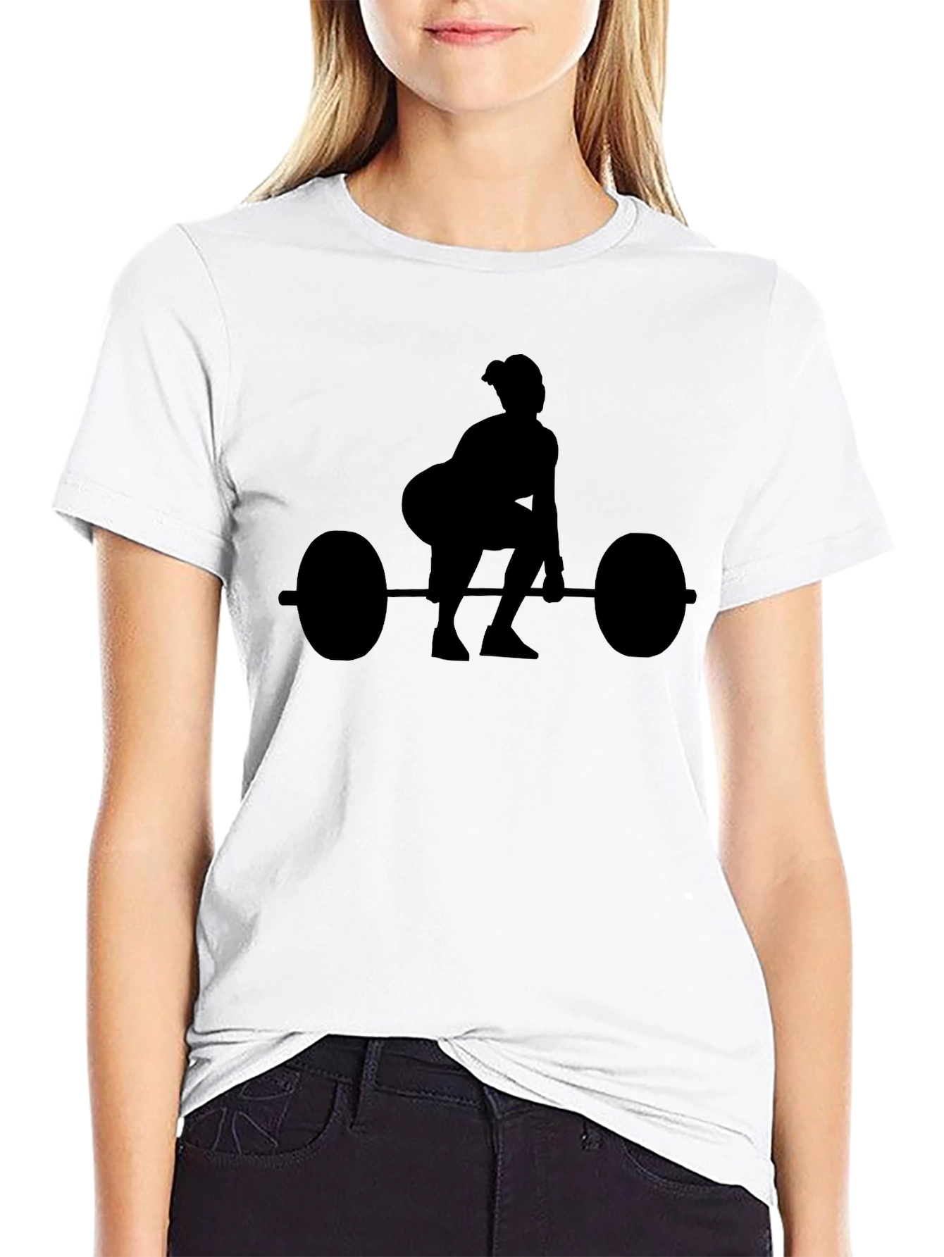 Black Weightlifting Silhouette Black T-Shirt view 9