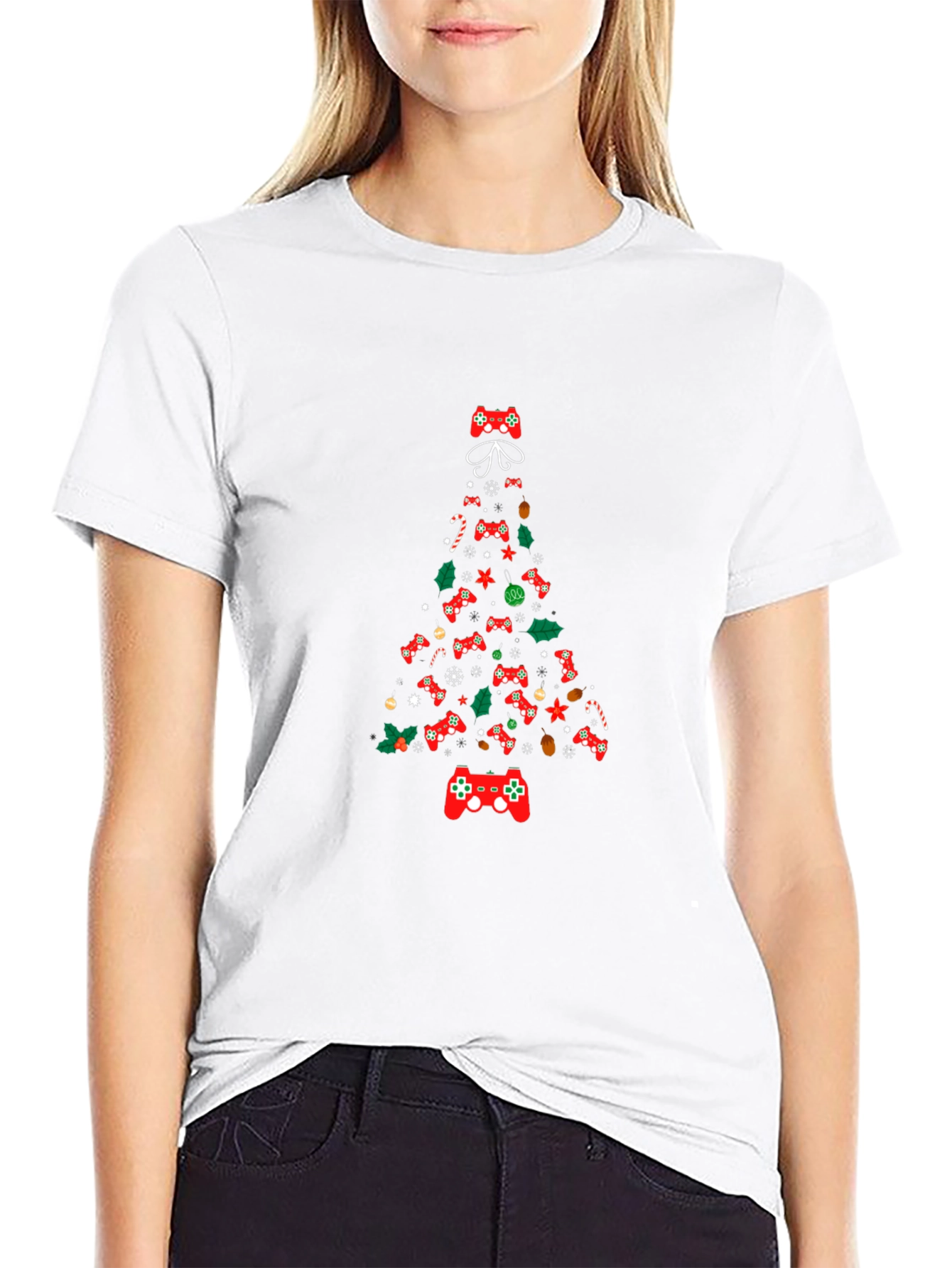 Black Christmas Gamer Tree Graphic Tee view 9