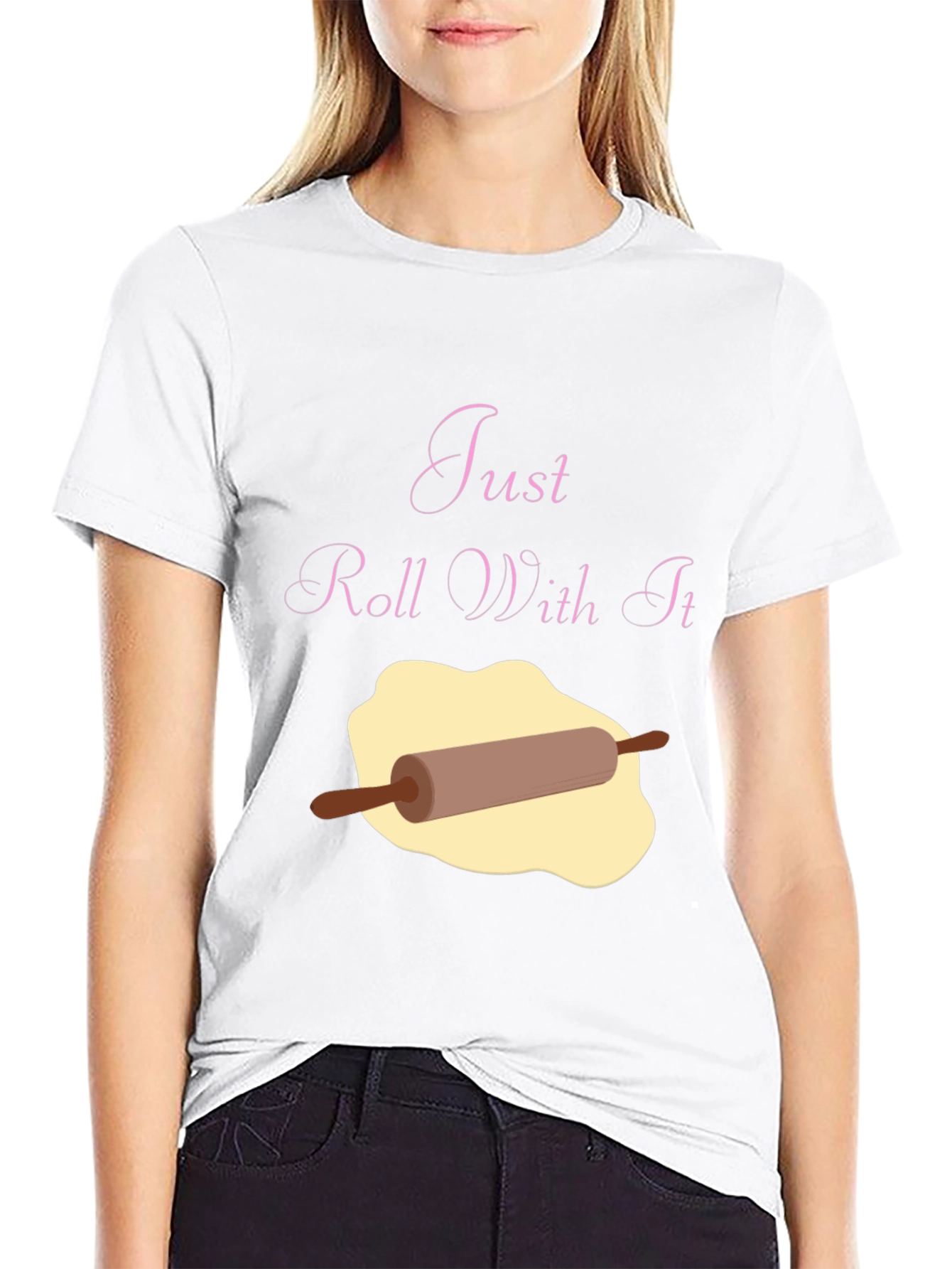 Black Just Roll With It Funny Baking T-Shirt view 9