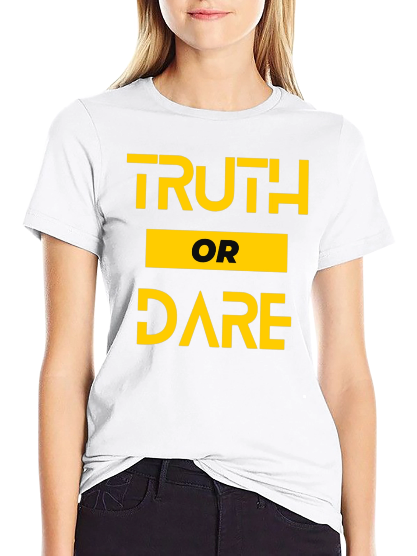 Black Truth or Dare Graphic Tee - Black Cotton T-Shirt view 9