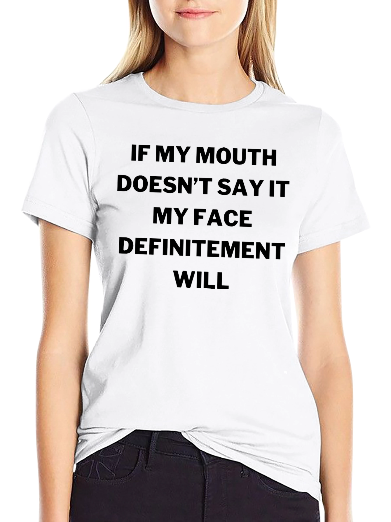 Black Sarcastic Statement Tee: "My Face Will" view 9