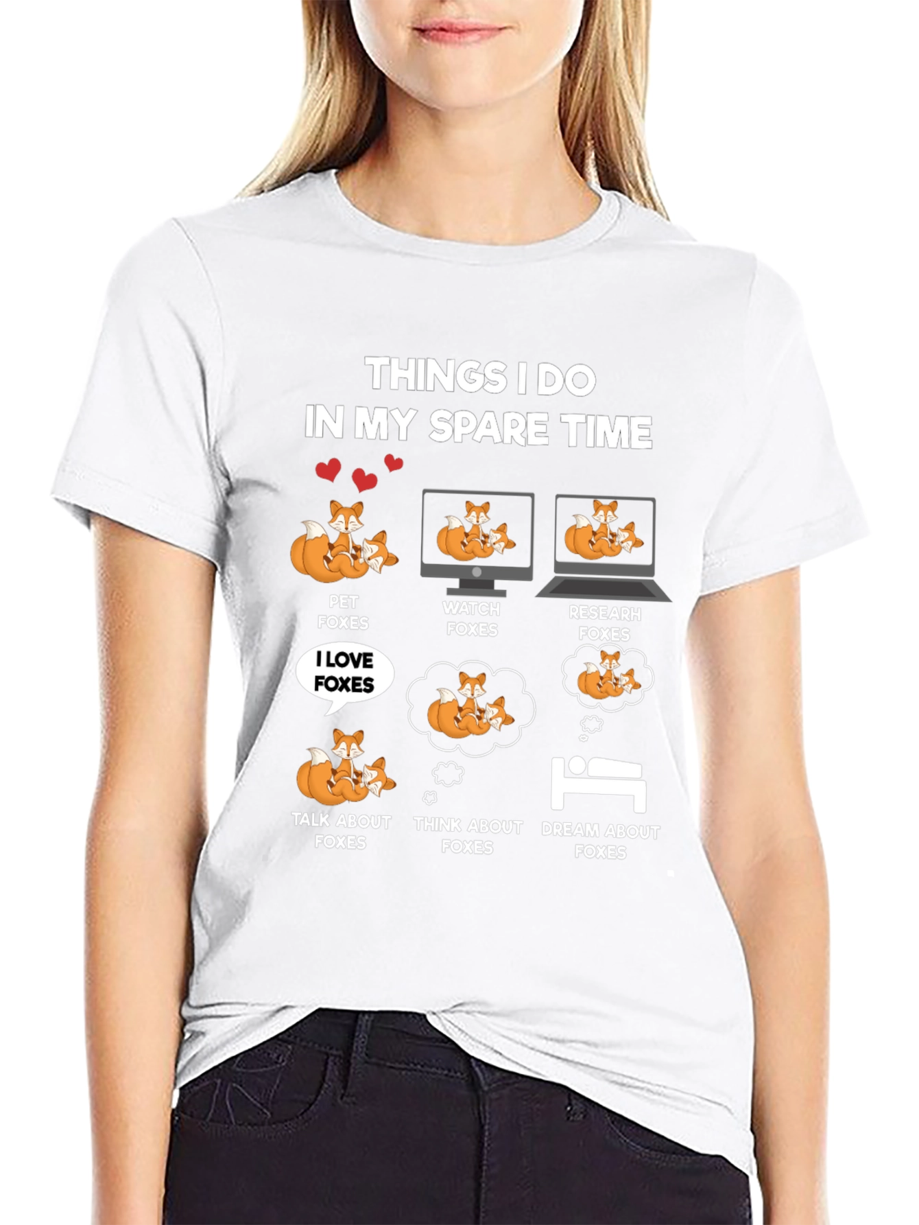 Black Funny Fox Lover T-Shirt - Spare Time Activities view 9