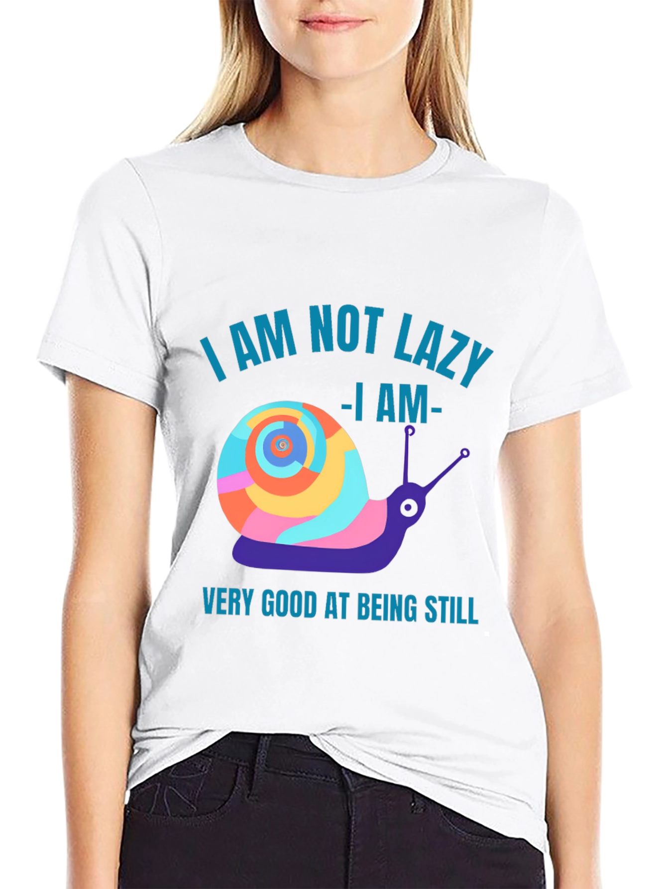 Black Funny Snail Graphic T-Shirt - Not Lazy view 9