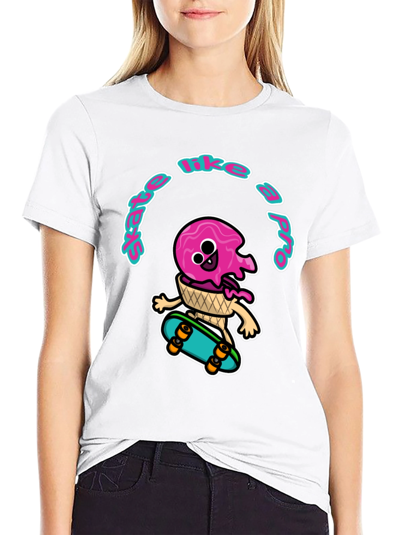 Black Skate Like a Pro Ice Cream T-Shirt view 9