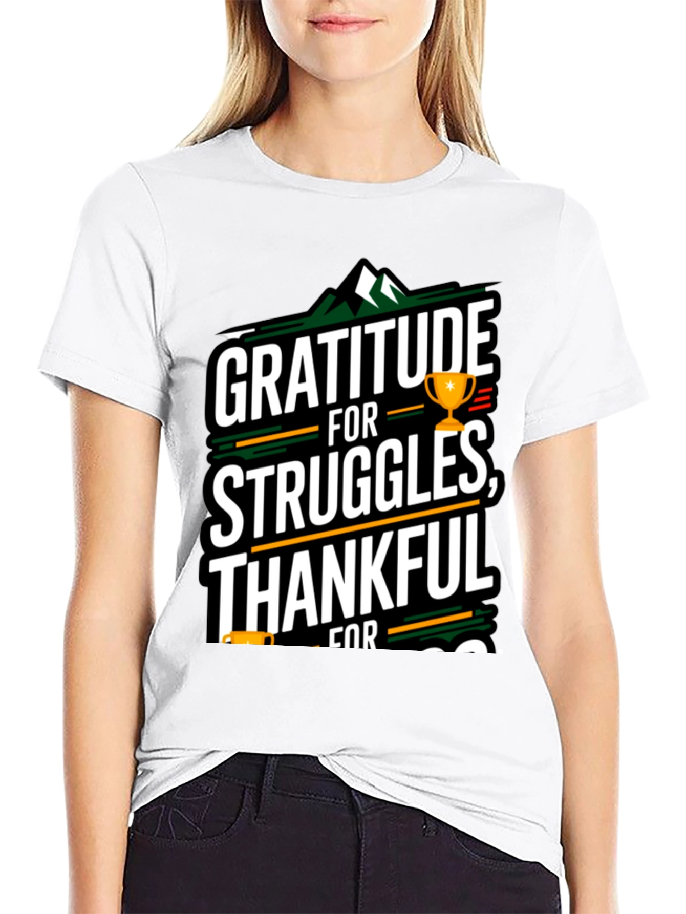 Black Gratitude T-Shirt - Thankful For Struggles view 9