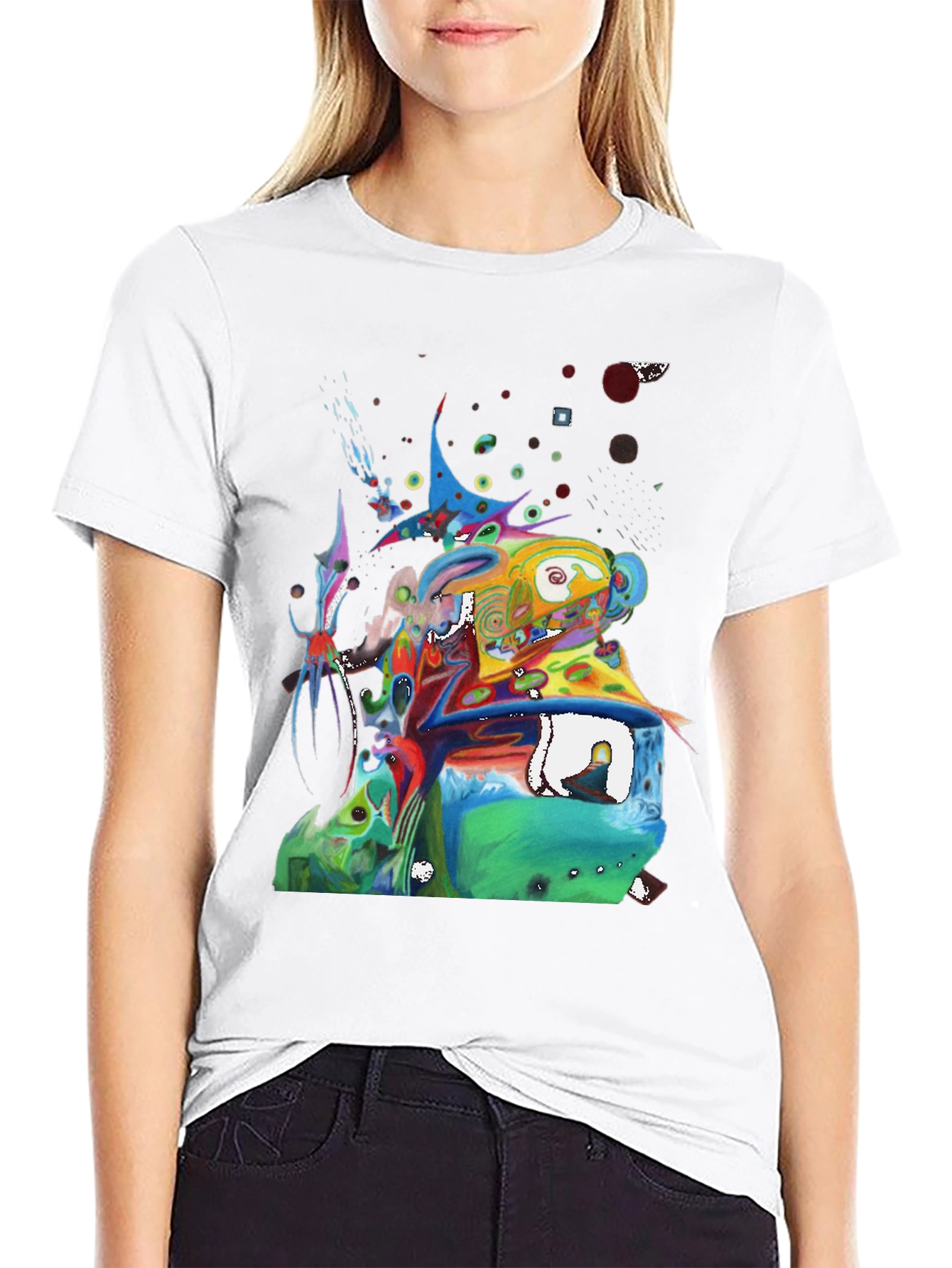 Black Abstract Art Graphic Tee - Men's Black T-Shirt view 9