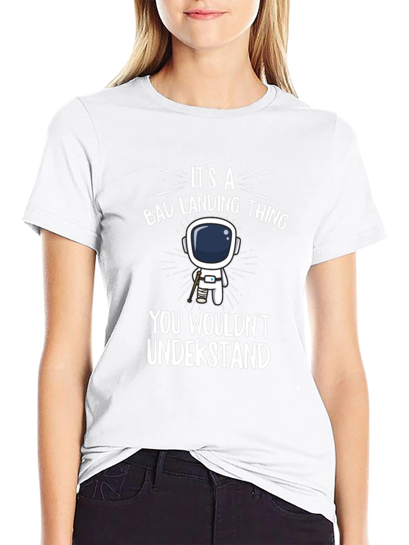Black Bad Landing Thing Astronaut T-Shirt view 9