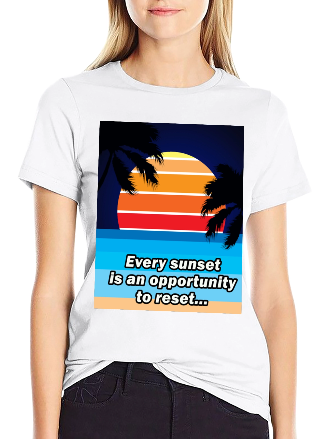 Black Sunset Reset Graphic Tee - Beach Vibes view 9