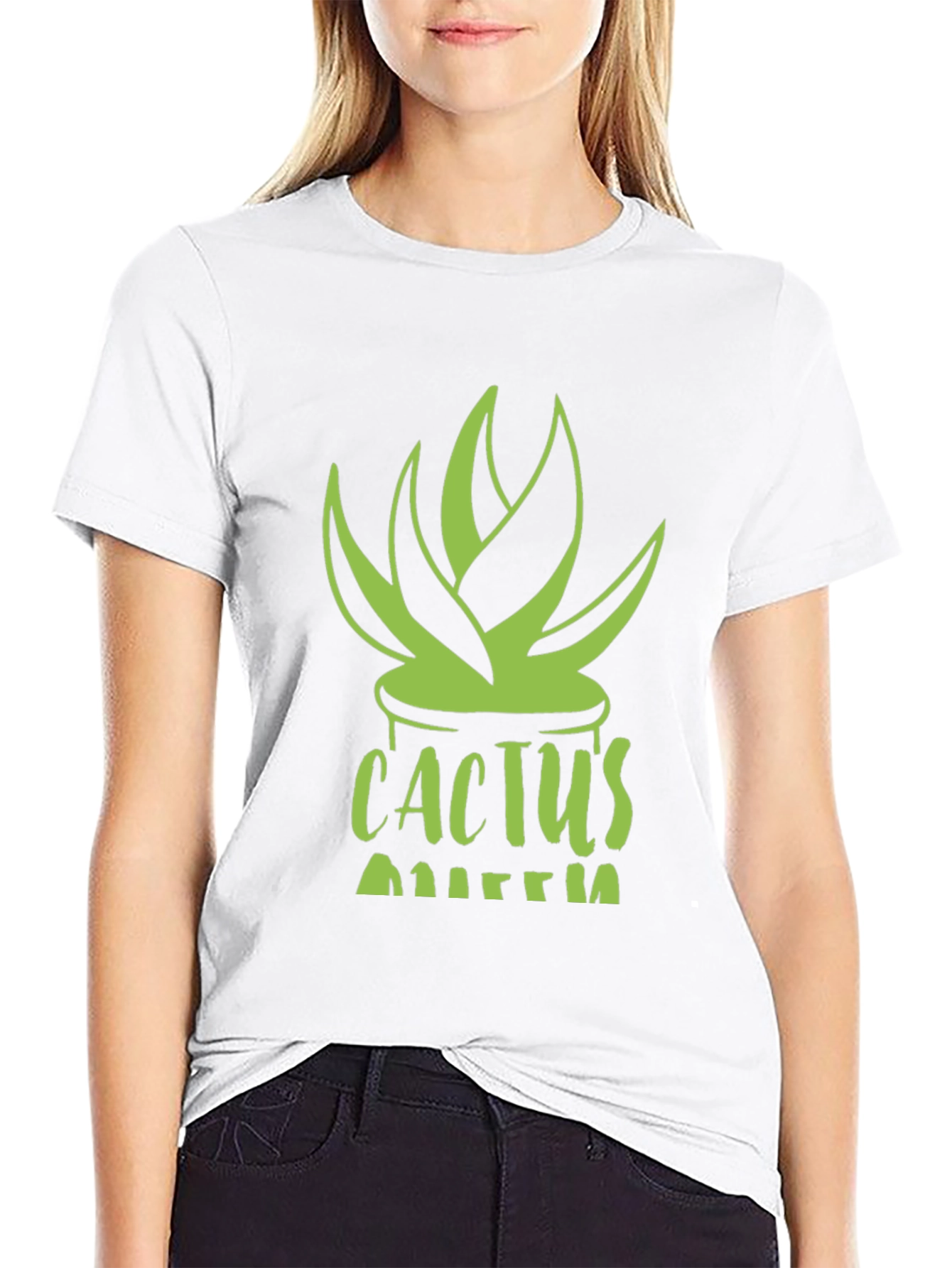 Black Cactus Queen Black T-Shirt - Stylish Plant Lover Tee view 9