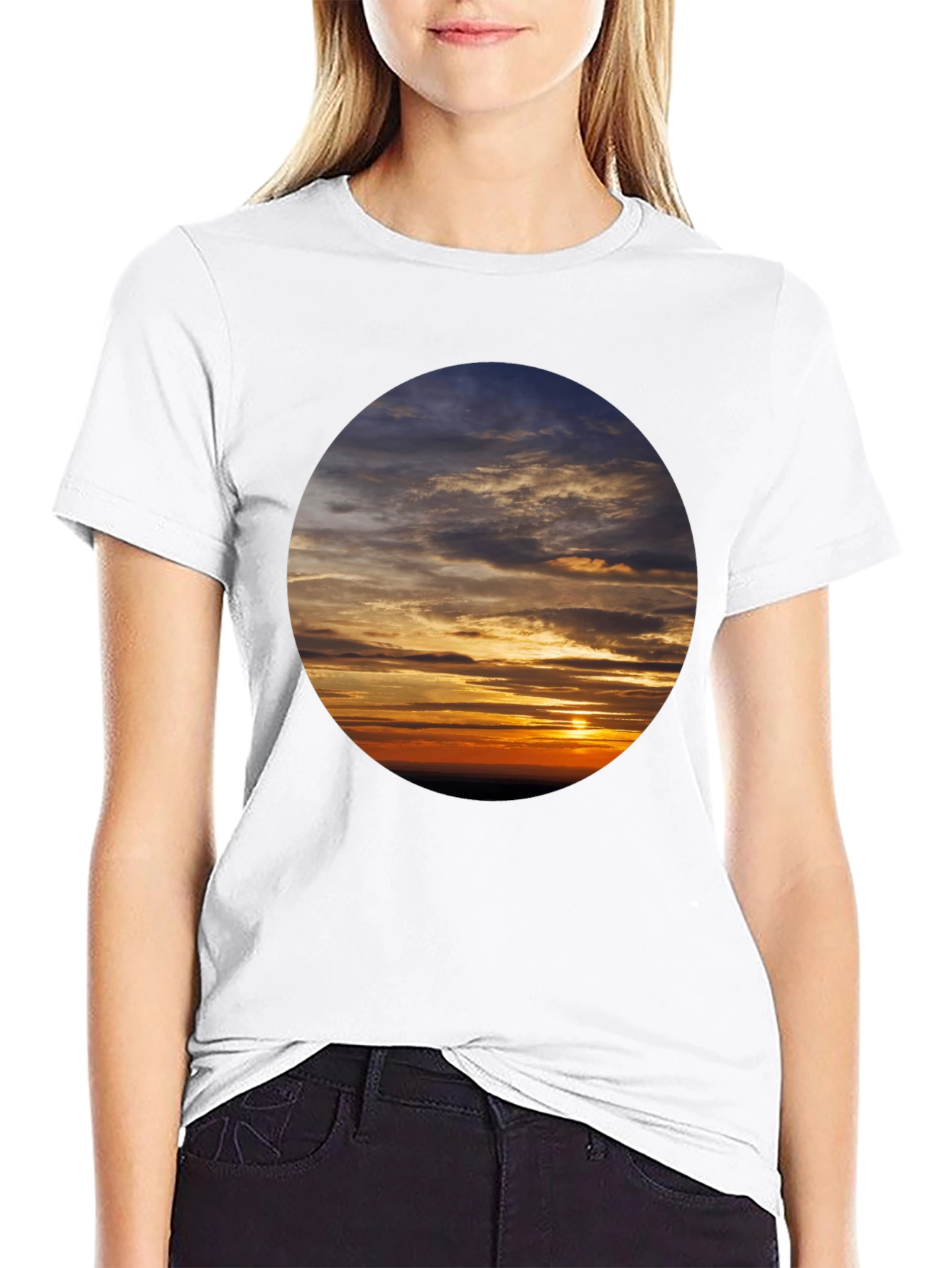 Black Sunset Sky Graphic Tee - Soft Cotton Casual Shirt view 9