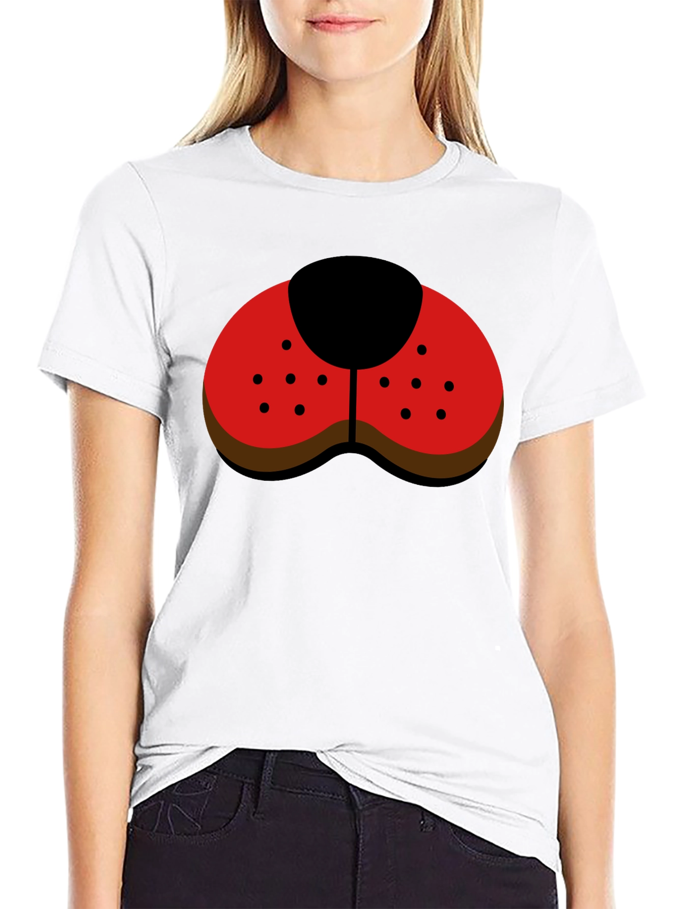 Black Ladybug Nose Graphic Tee - Black Casual Shirt view 9