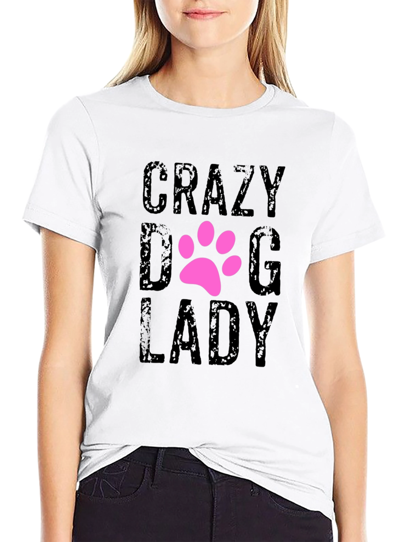 Black Crazy Dog Lady T-Shirt - Cute Pet Lover Tee view 9
