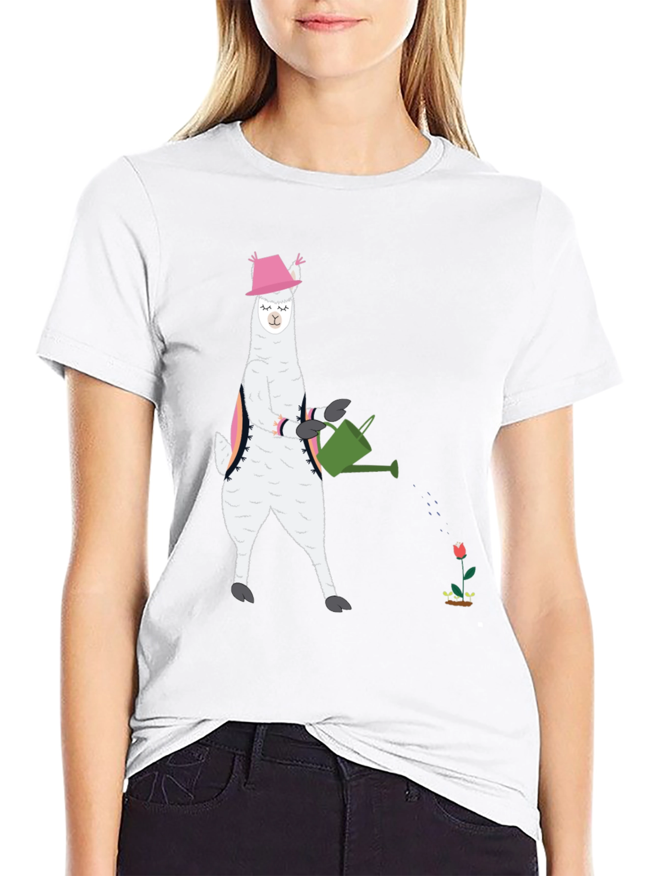 Black Llama Gardening T-Shirt - Cute Animal Tee view 9