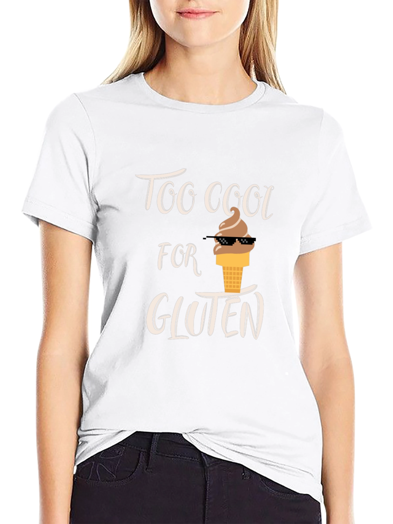 Black Too Cool For Gluten Black T-Shirt view 9
