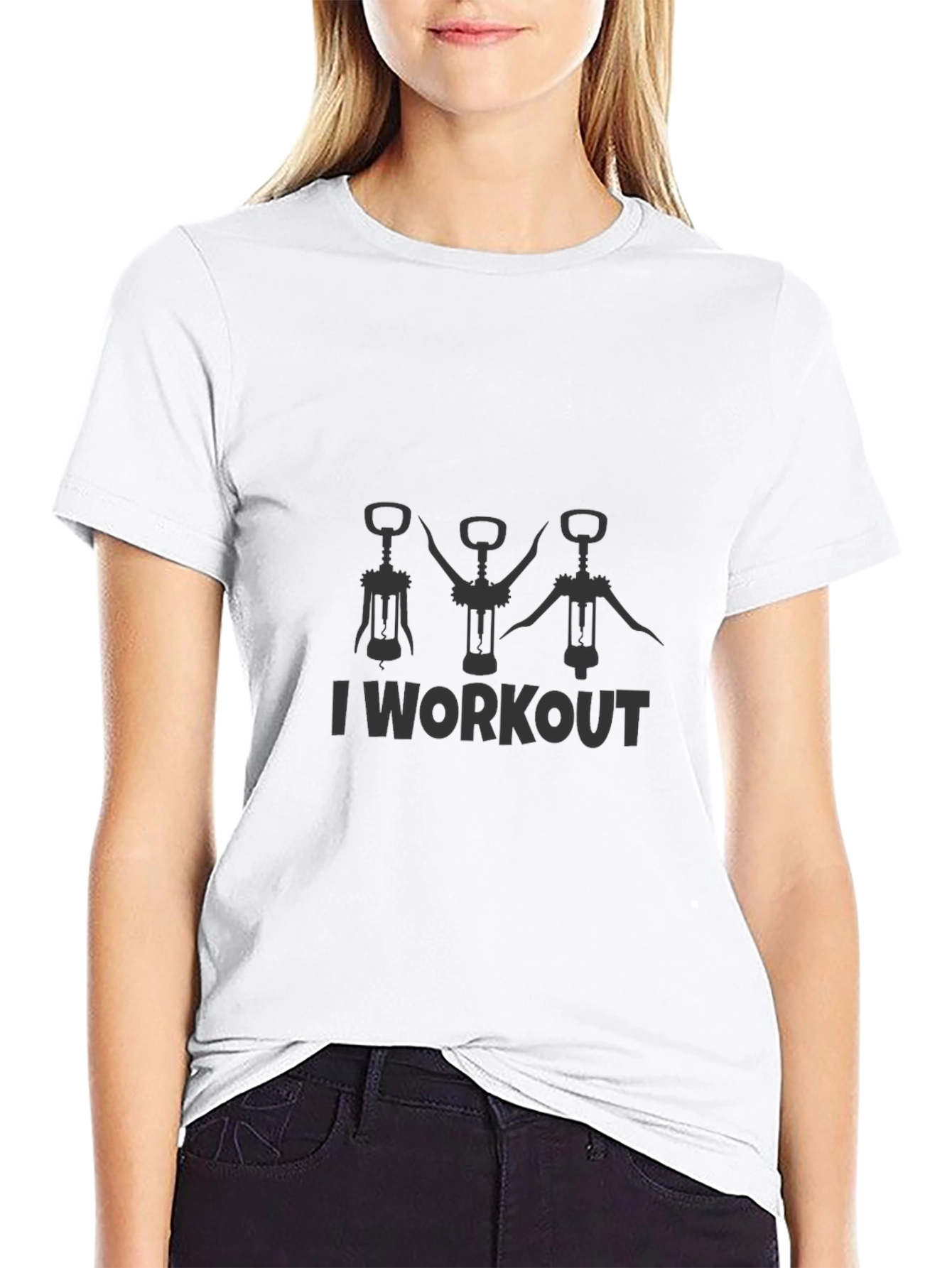 Black I Workout Wine Opener T-Shirt view 9
