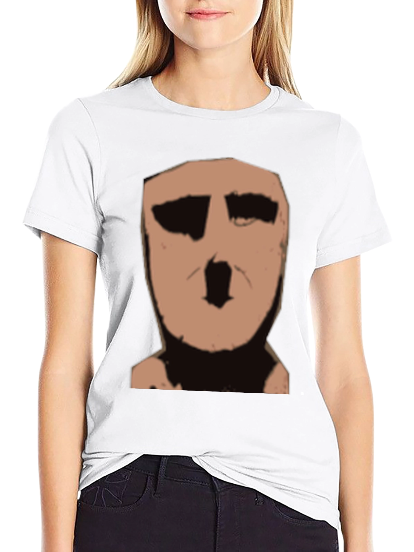 Black Abstract Face Graphic Black T-Shirt view 9