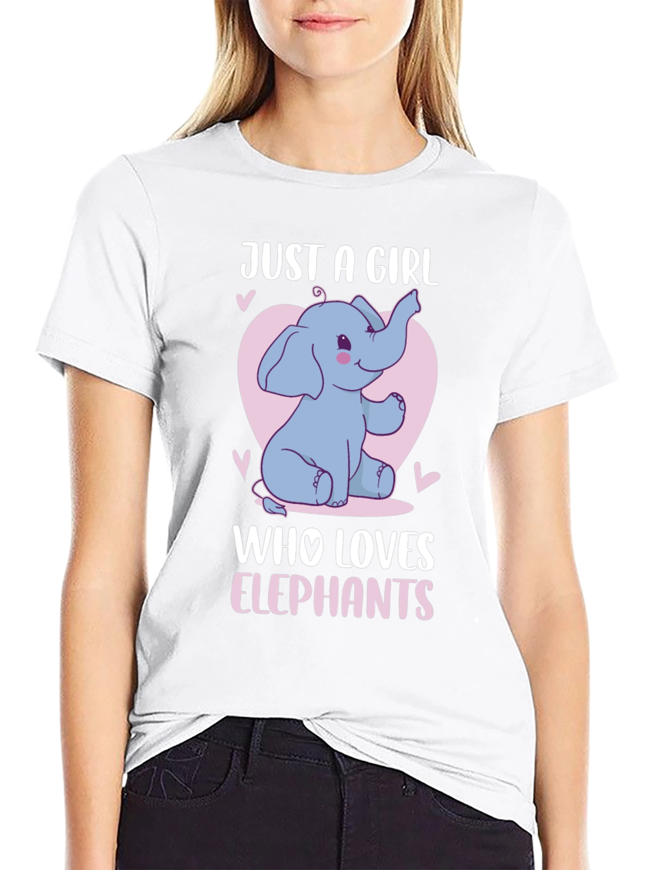Black Just A Girl Who Loves Elephants T-Shirt view 9