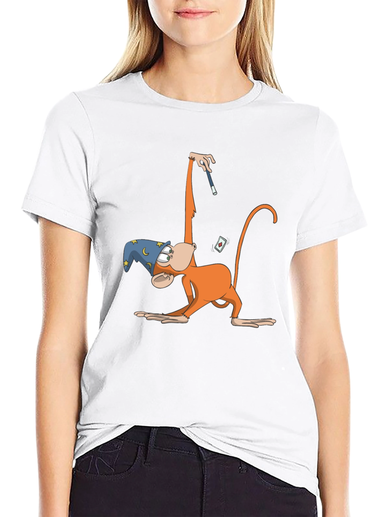 Black Monkey Magician T-Shirt - Funny Cartoon Design view 9