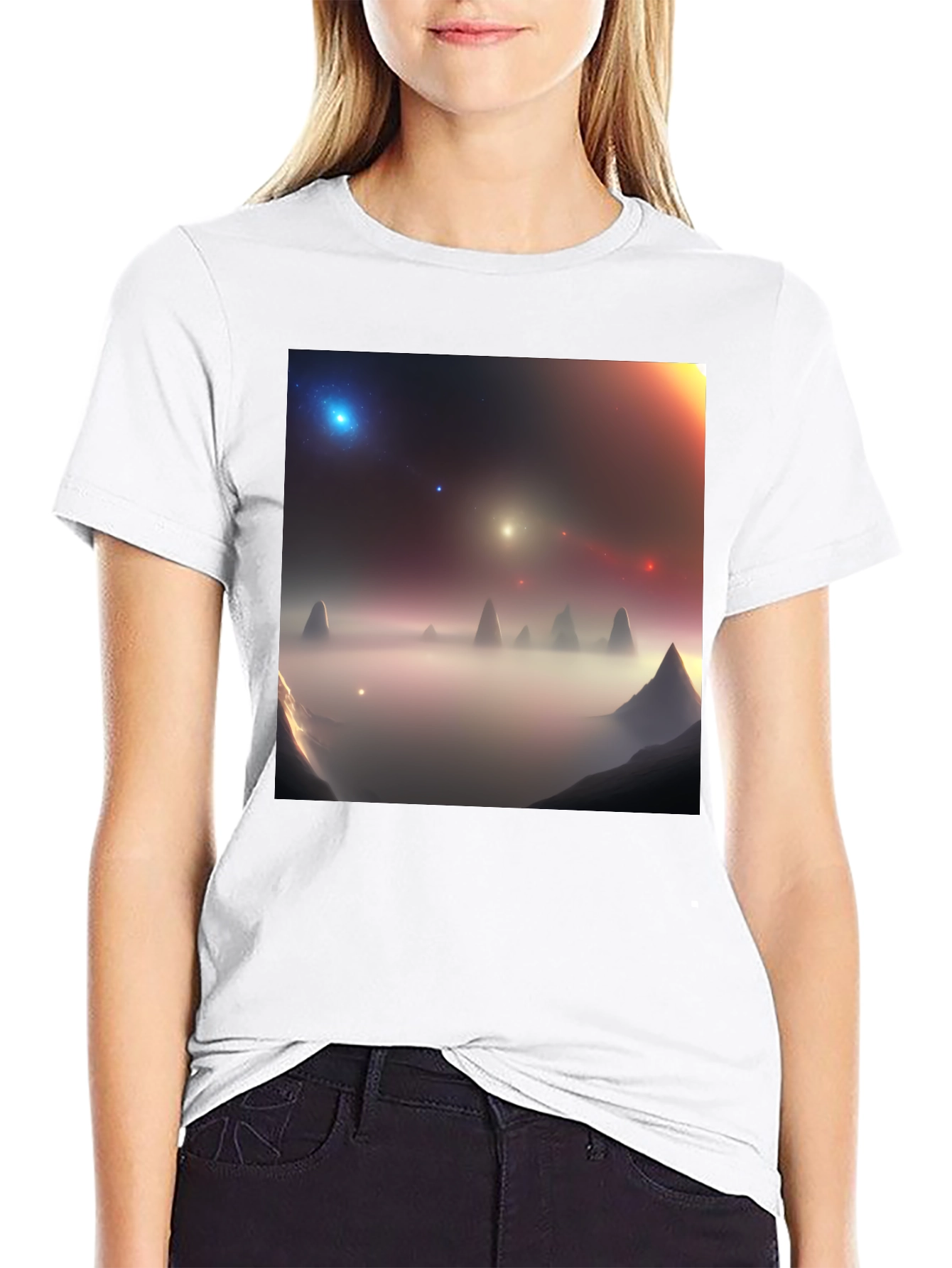 Black Nebula Vista Graphic Tee - Black Cotton Comfort view 9