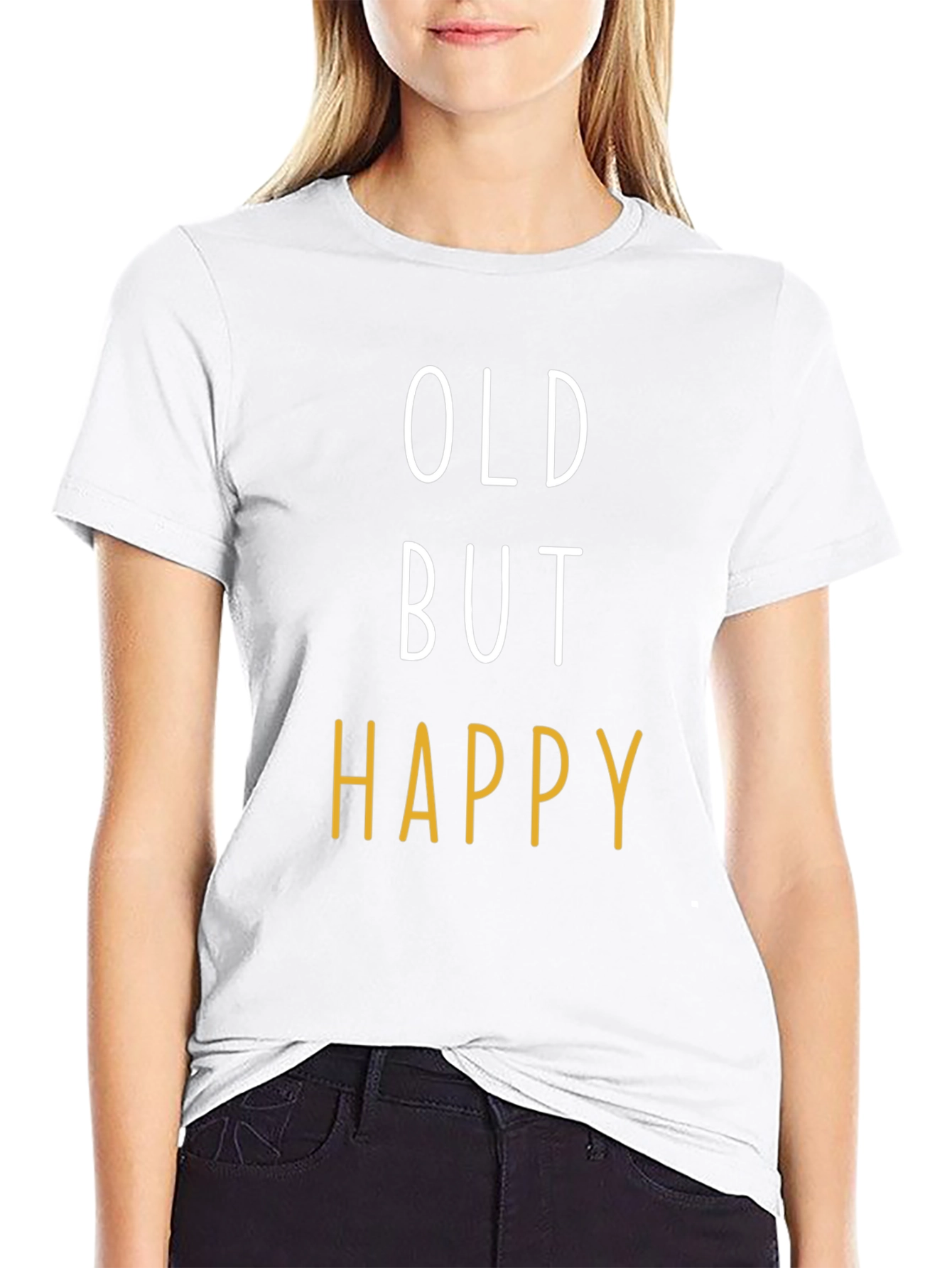 Black Funny "Old But Happy" Graphic T-Shirt view 9