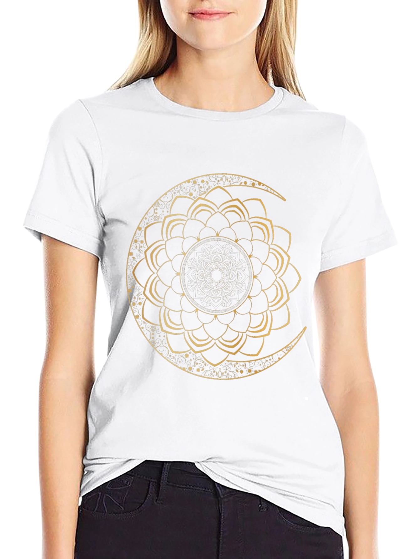 Black Moon Mandala Graphic Tee - Black view 9