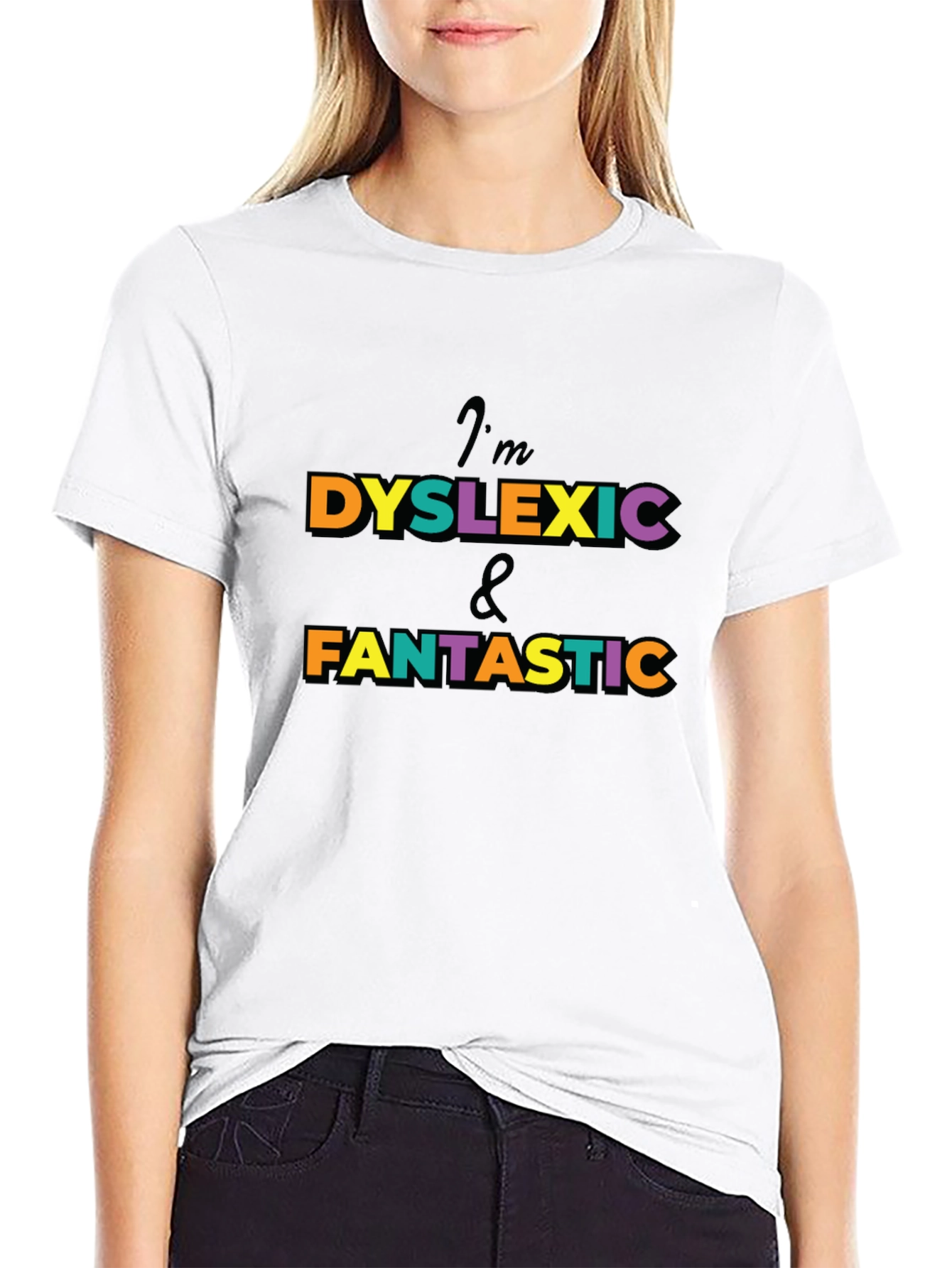 Black Dyslexic & Fantastic Graphic T-Shirt view 9