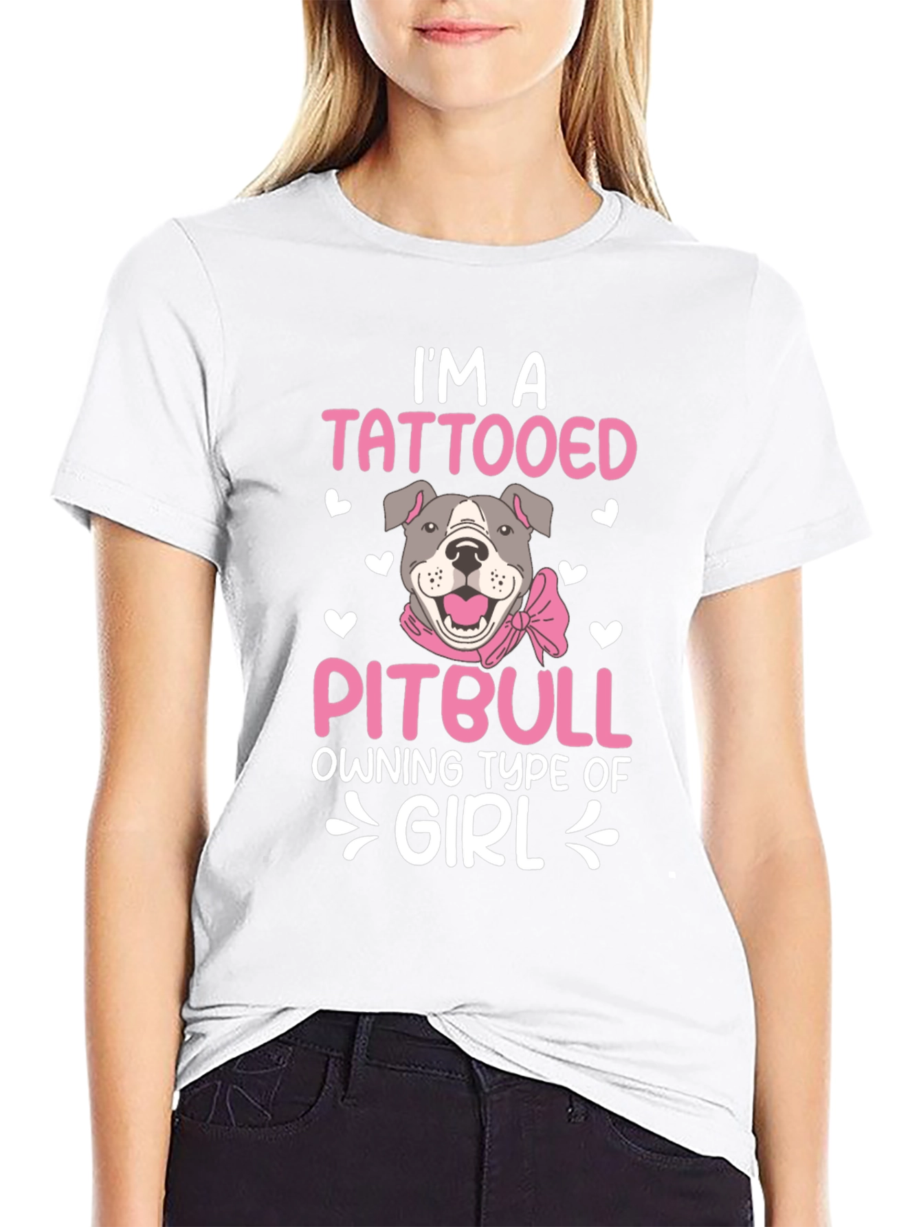 Black Tattooed Pitbull Girl T-Shirt view 9