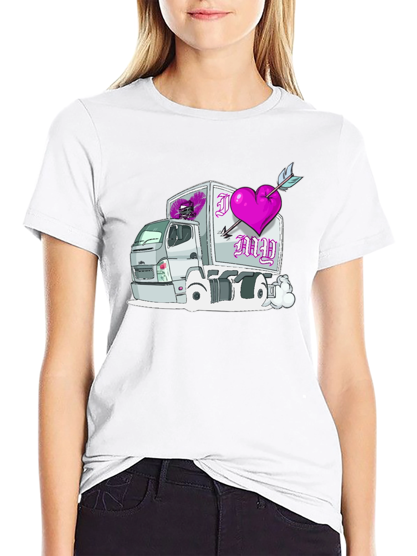 Black I Heart My Truck T-Shirt Black Cotton Graphic Tee view 9