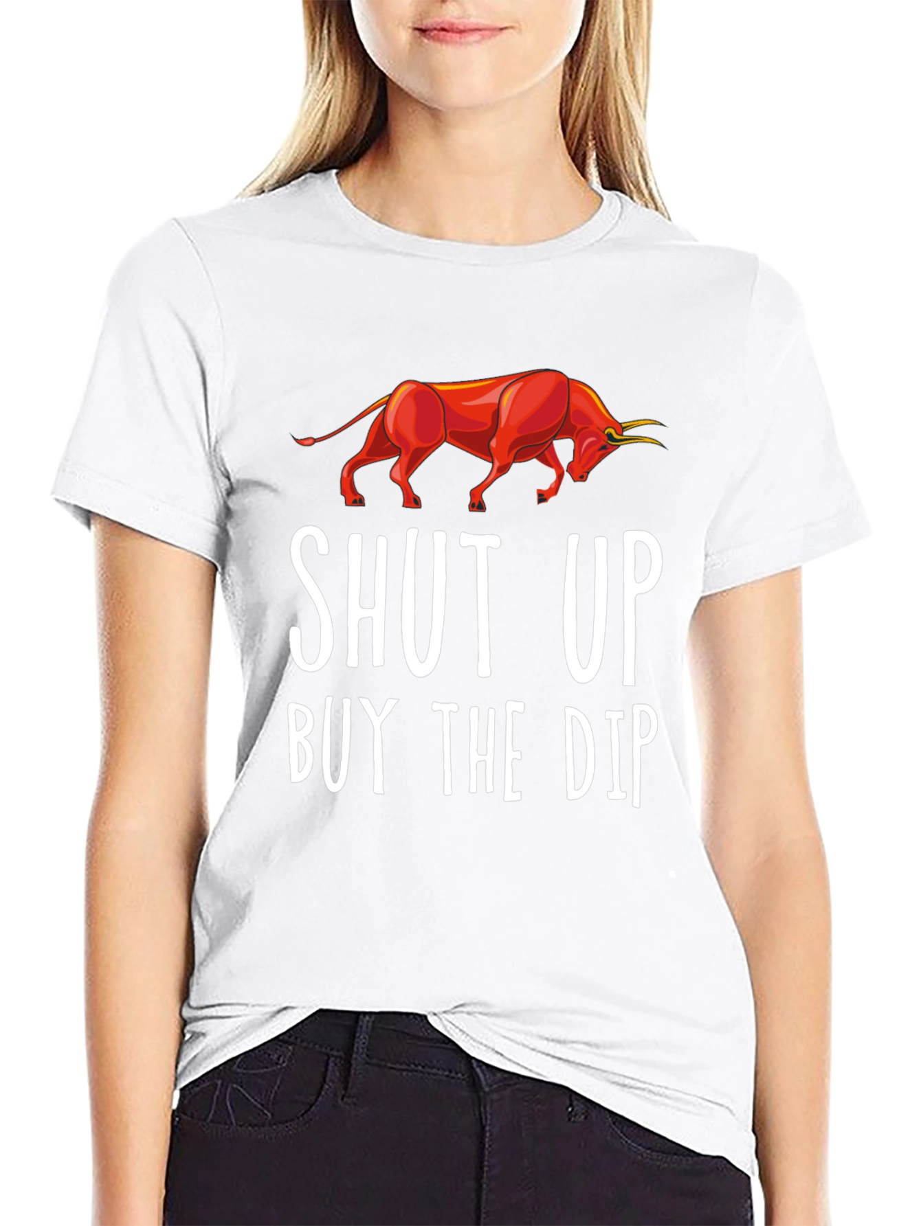 Black Shut Up Buy The Dip Graphic Tee view 9