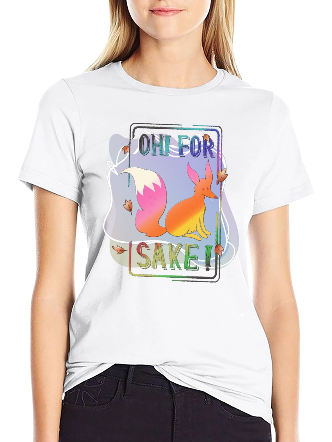 Black Oh For Fox Sake T-Shirt, Funny Animal Tee view 9