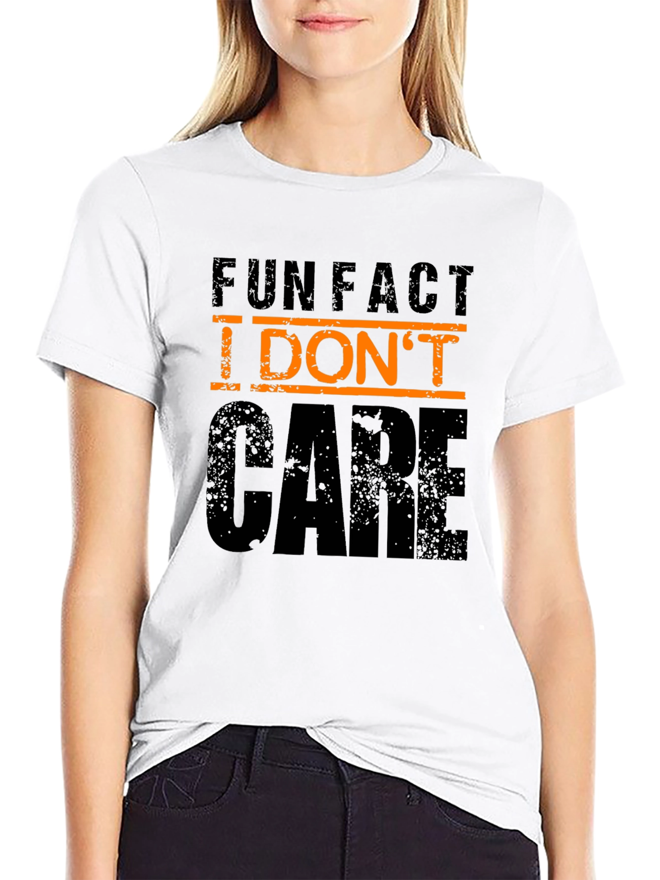Black Fun Fact I Don't Care Graphic Tee - Black Casual T-Shirt view 9