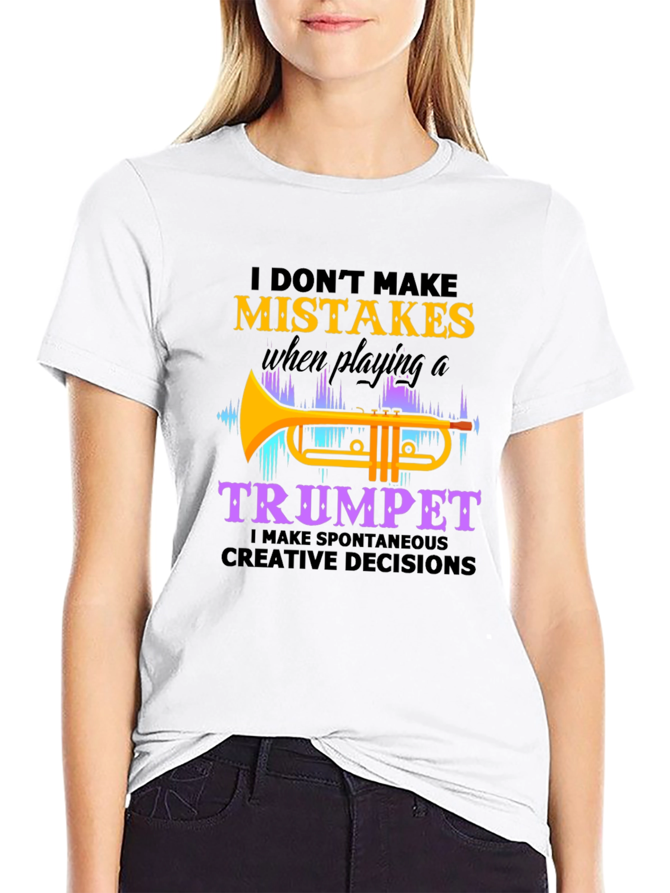 Black Funny Trumpet Player T-Shirt - I Don't Make Mistakes view 9