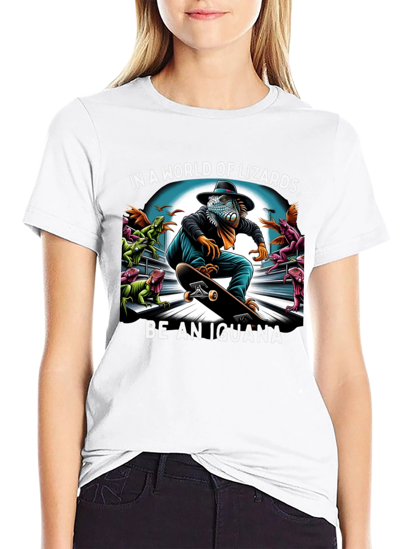 Black Iguana Skateboard T-Shirt - Be an Iguana! view 9