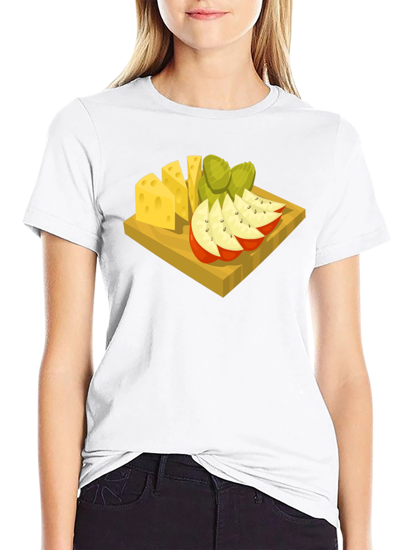 Black Cheese & Fruit Graphic Tee - Food Lover's Delight view 9