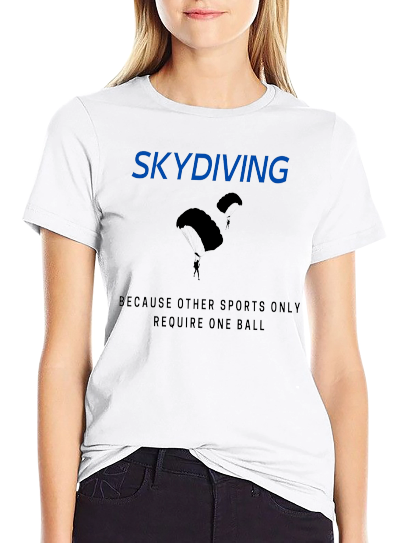 Black Skydiving Funny Graphic T-Shirt - Black view 9