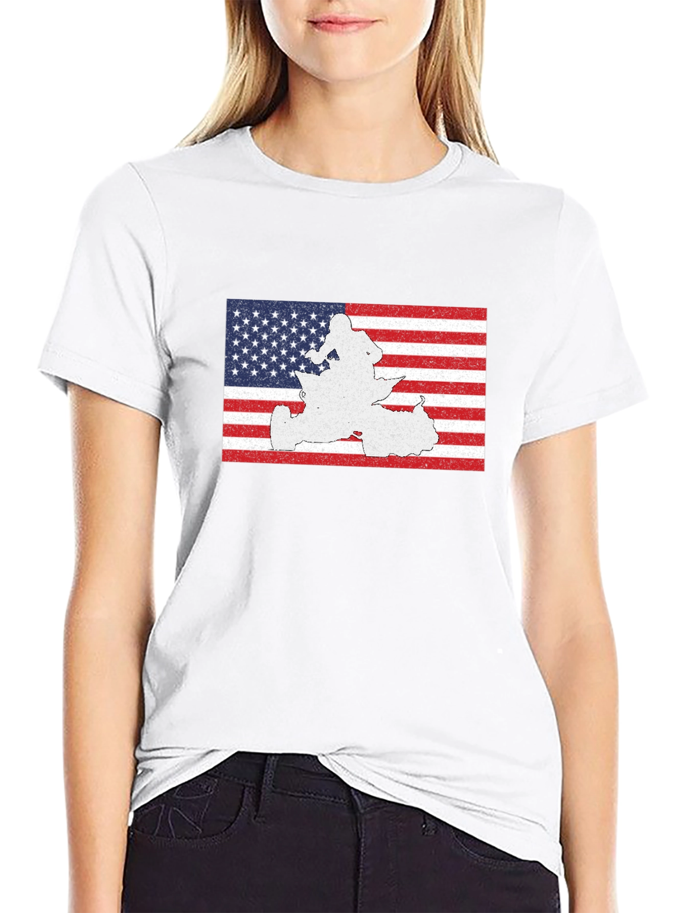 American Flag Snowmobile Graphic T-Shirt - 9
