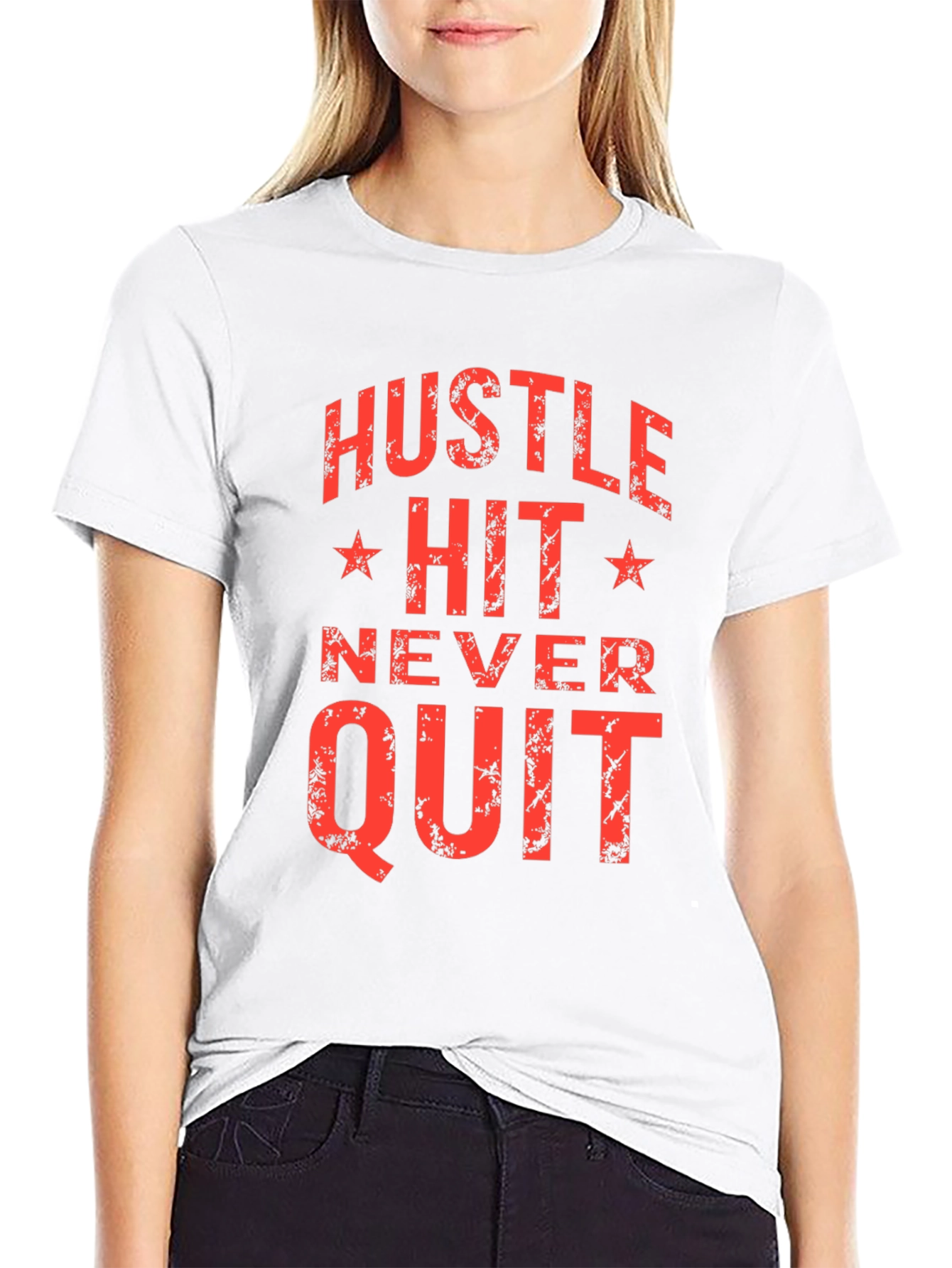 Black Hustle Hit Never Quit Graphic T-Shirt view 9