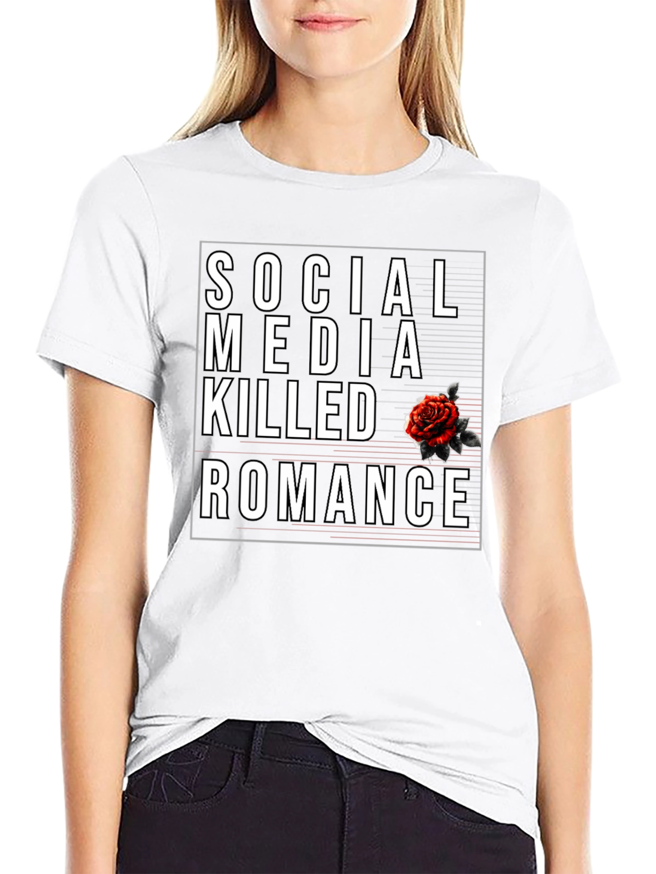 Black Social Media Killed Romance Black Graphic Tee view 9