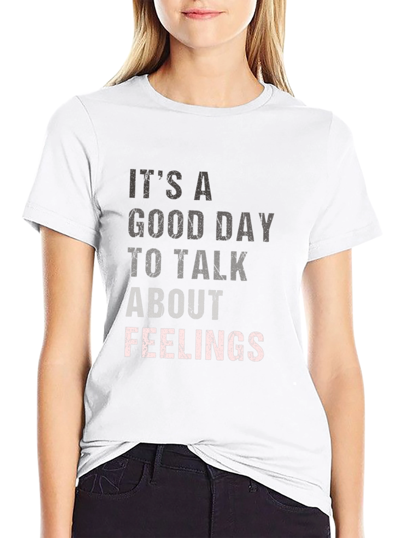 Black It's a Good Day to Talk About Feelings T-Shirt view 9