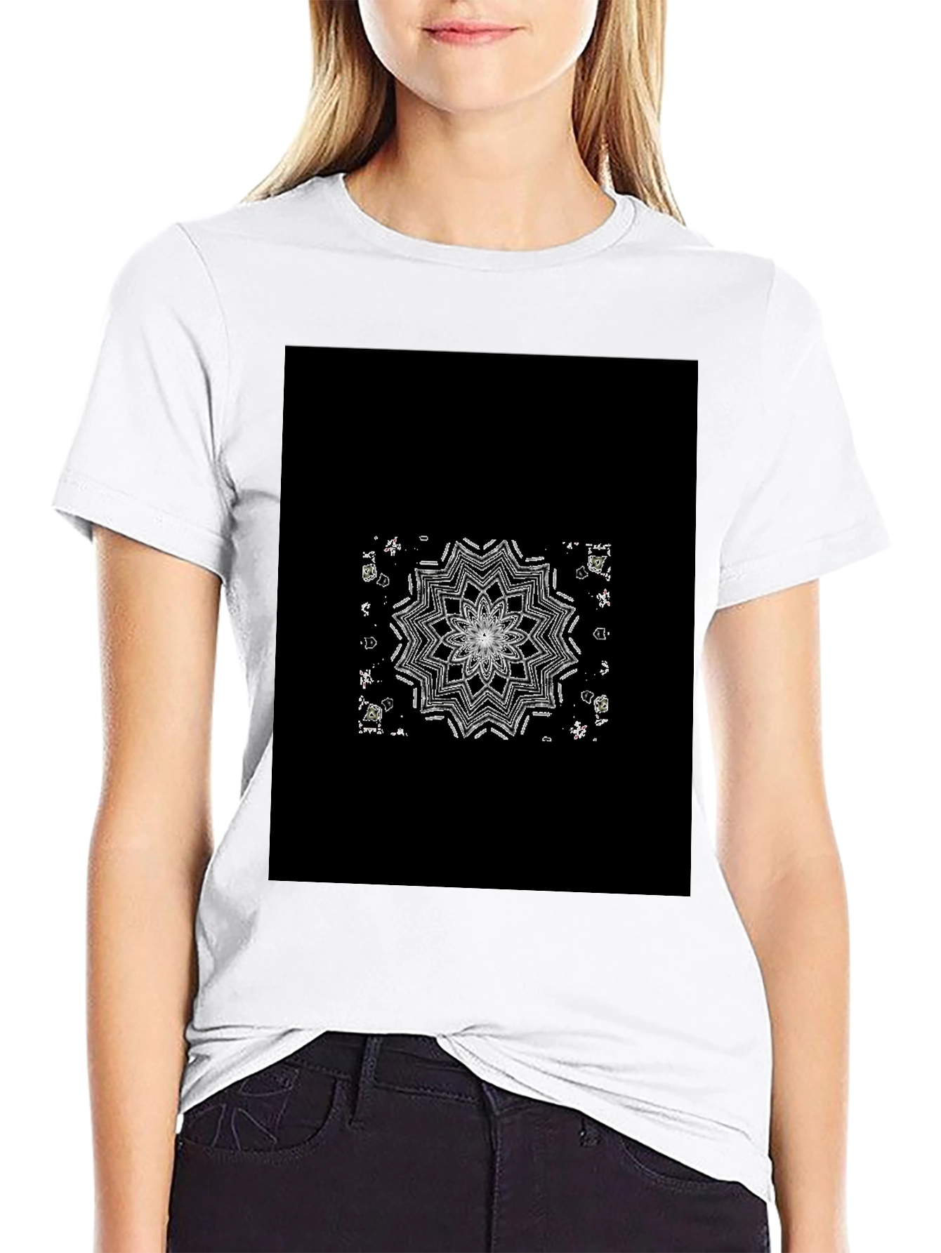 Black Mandala Graphic Tee - Black Cotton Blend view 9
