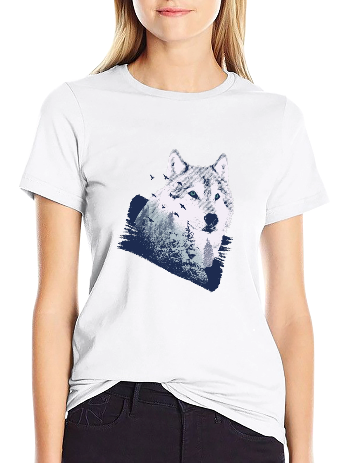 Black Wolf Graphic T-Shirt - Men's Black Tee view 9