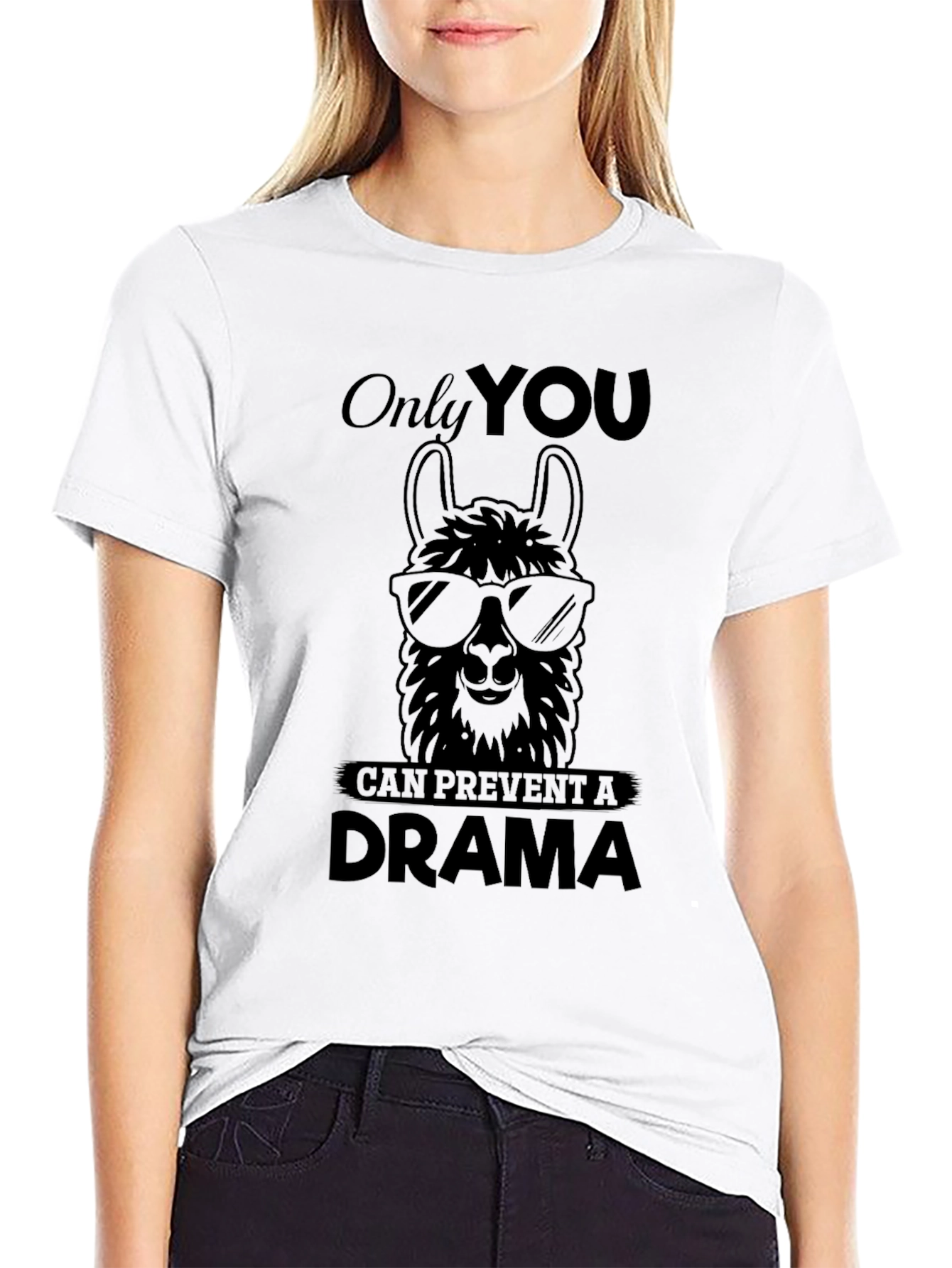 Black Llama Drama Prevention Graphic Tee - Unisex Black T-Shirt view 9