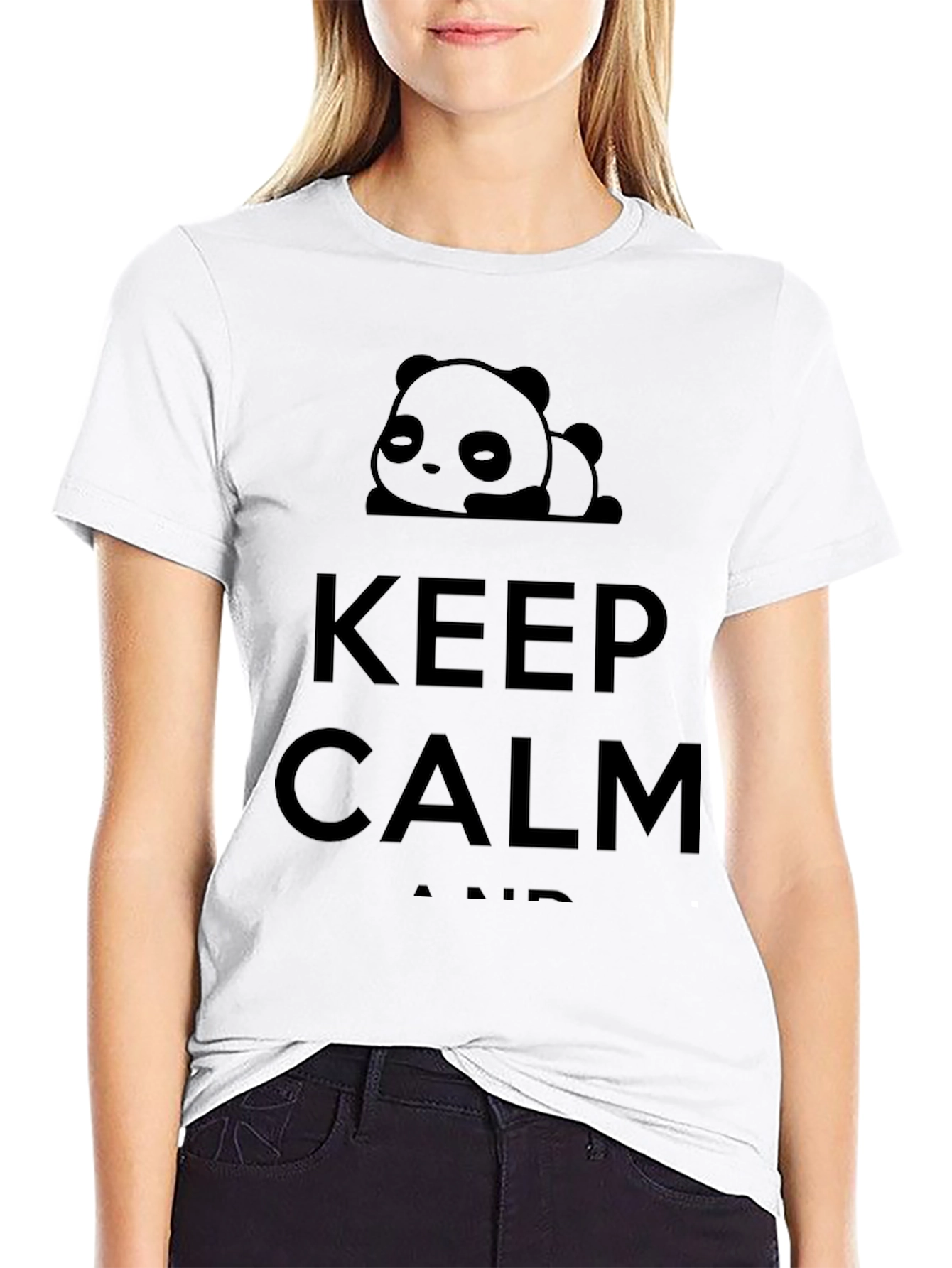 Black Keep Calm Panda T-Shirt - Black Cotton view 9