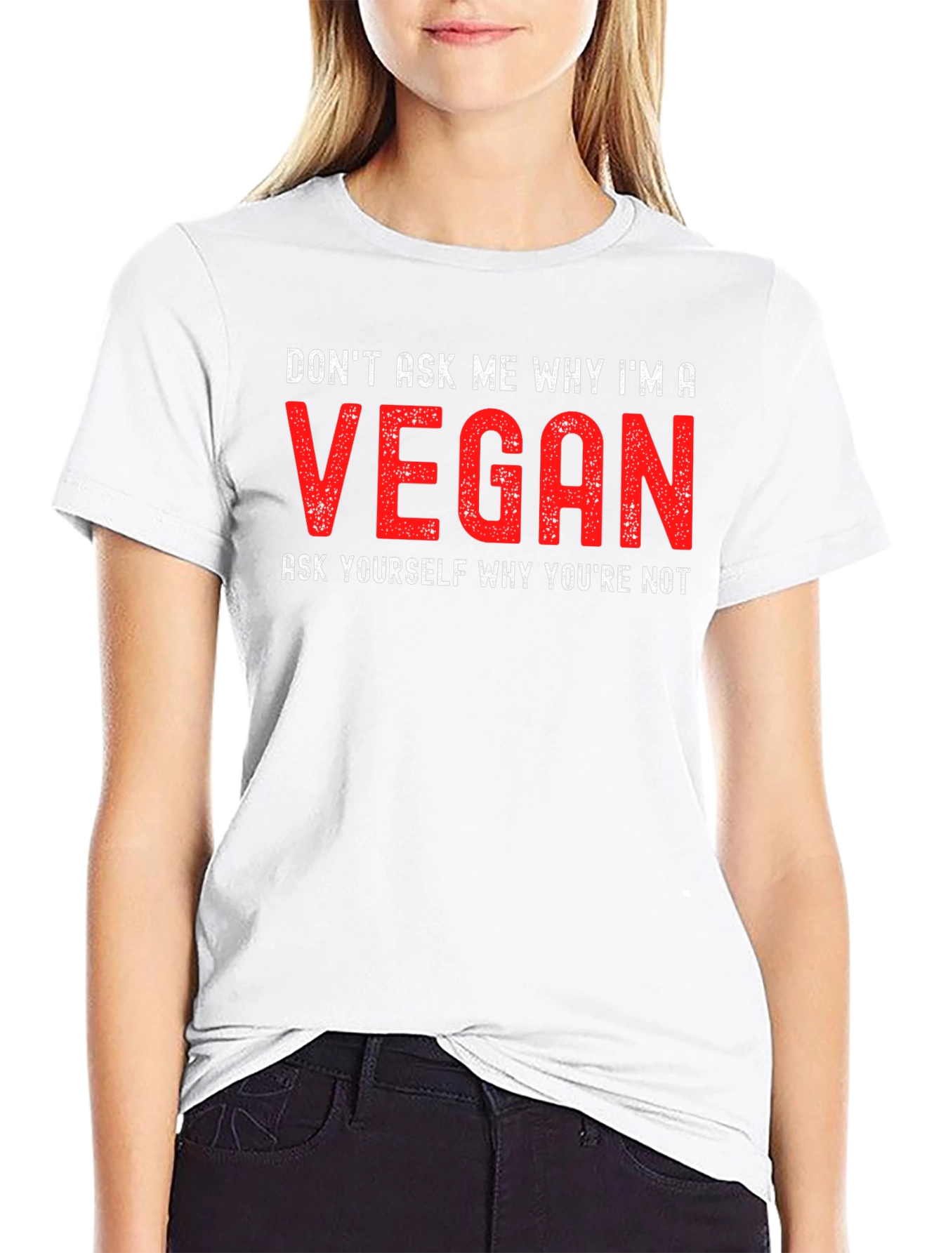 Black Vegan Statement T-Shirt - Don't Ask Me Why view 9